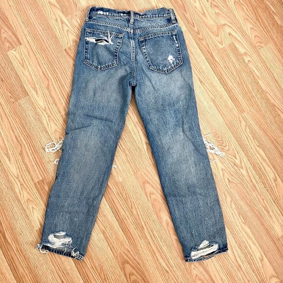 Gap destroyed distressed high rise cheeky straight jean with holes size 0 - Picture 5 of 9